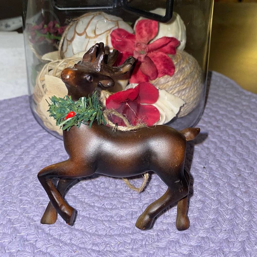Wood Venere/Plastic Deer Ornament!